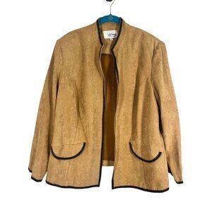 Retro Suede Blazer Tank Brown 16W Neutral Minimalist Work